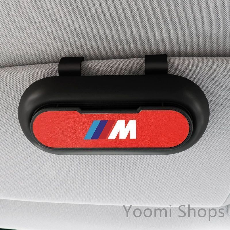 【新品未使用】高級感BMW M 1個セット ブラック+レッド 車載メガネ ホルダーボックス サングラス収納 ケース