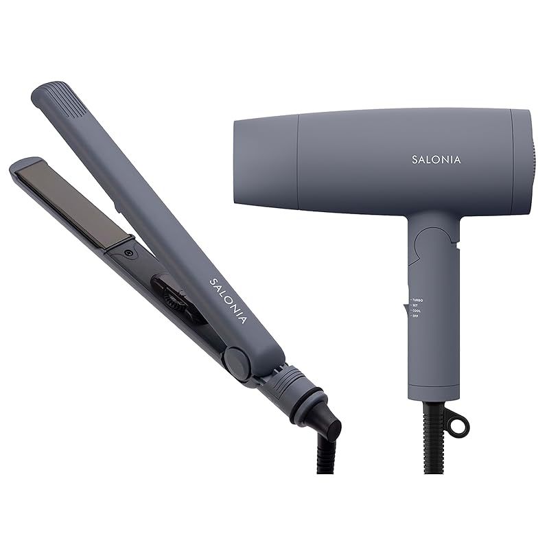【特価商品】SALONIA サロニア スターターセット ドライヤー ヘアアイロン 24mm グレー