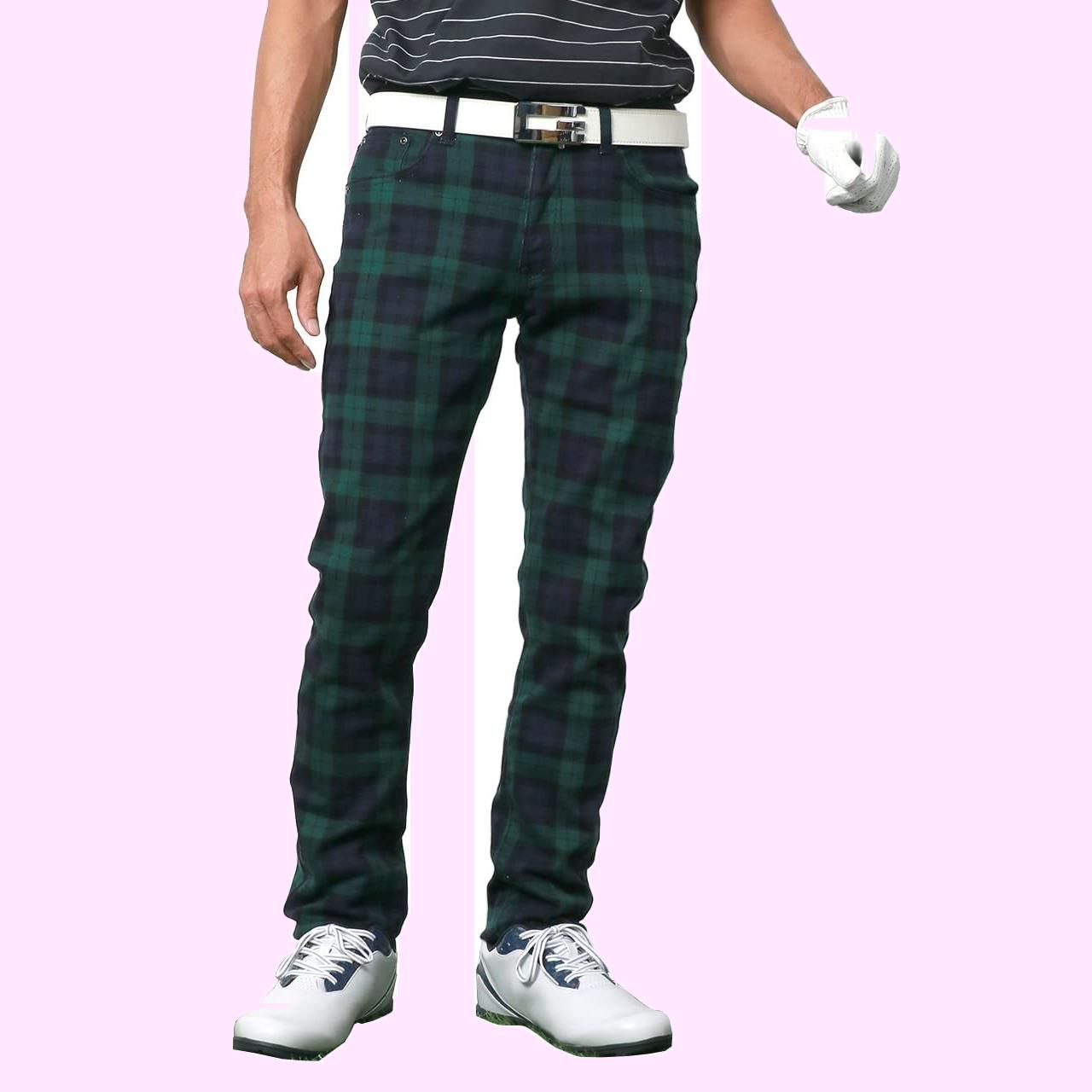 Size:M_Color:ブラックウォッチ [リレーション] ゴルフパンツ ゴルフウェア メンズ チノパン ストレッチ ツイル カラーパンツ ズボン ロングパンツ ブラックウォッチ M