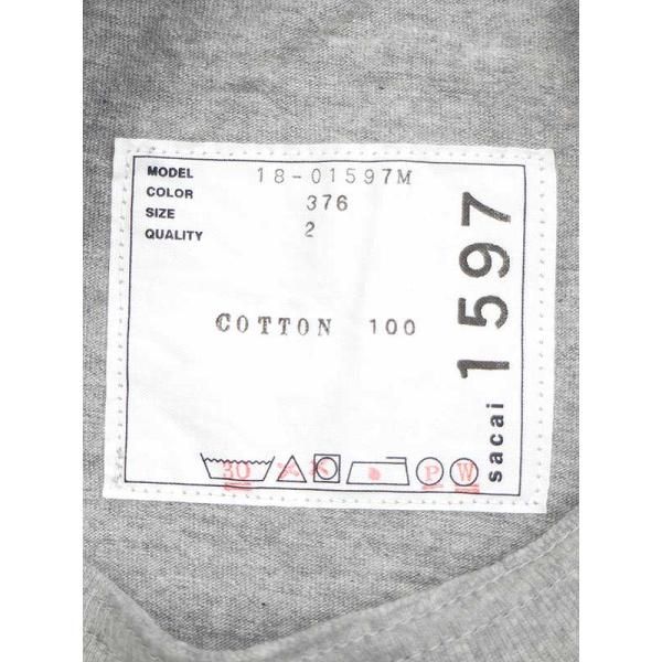 sacai サカイ 18ss 刺繍カットソー sacaiサカイ18SS刺繍デザインTシャツグレーサイズ:2メンズ