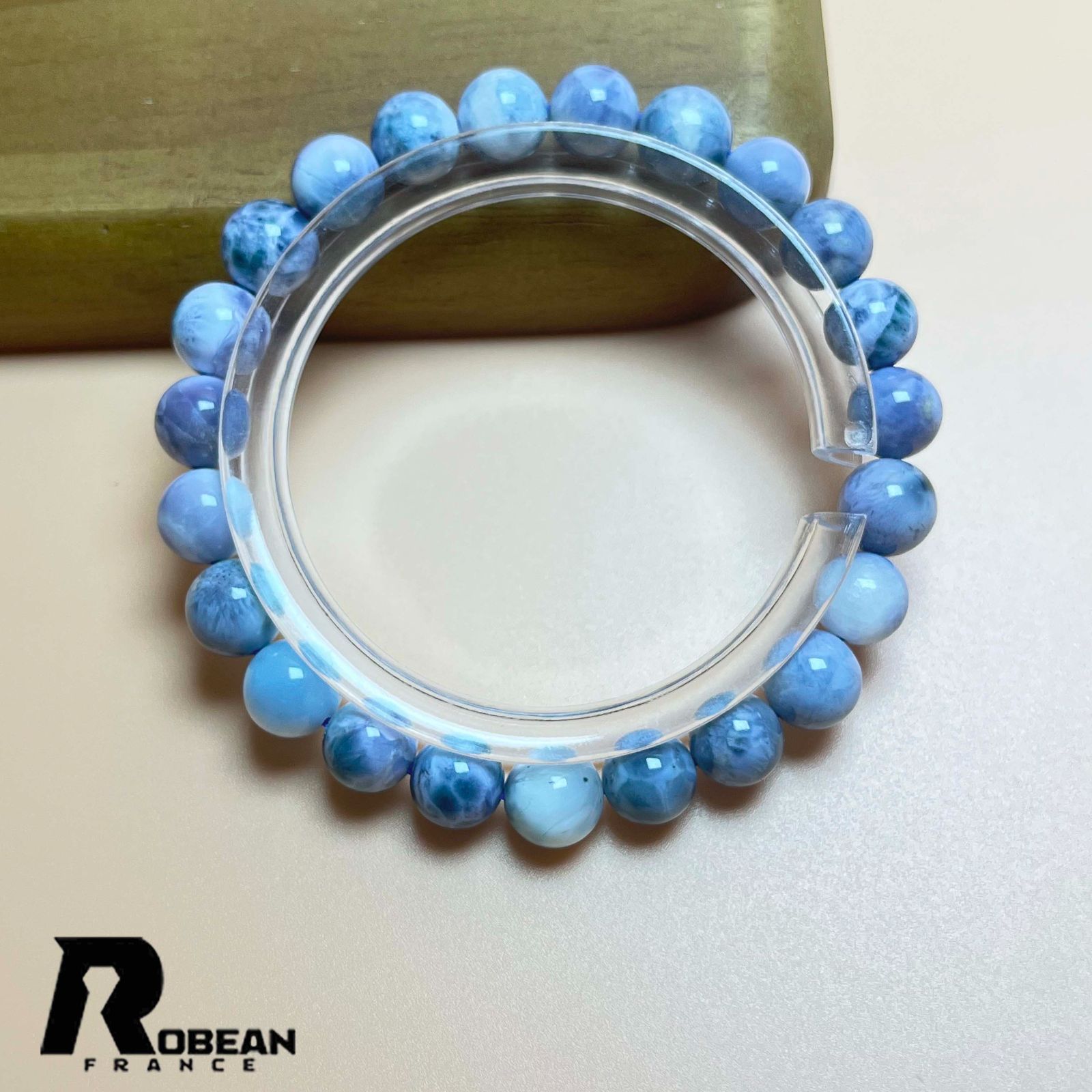 10 OFFクーポン配布中 EU製 定価19万円 ROBEAN ドミニカ共和国産のパープルラリマー ペクトライト パワーストーン ブレスレット 天然石 開運 金運 プレゼント2 8.2-8.7mm K1005110