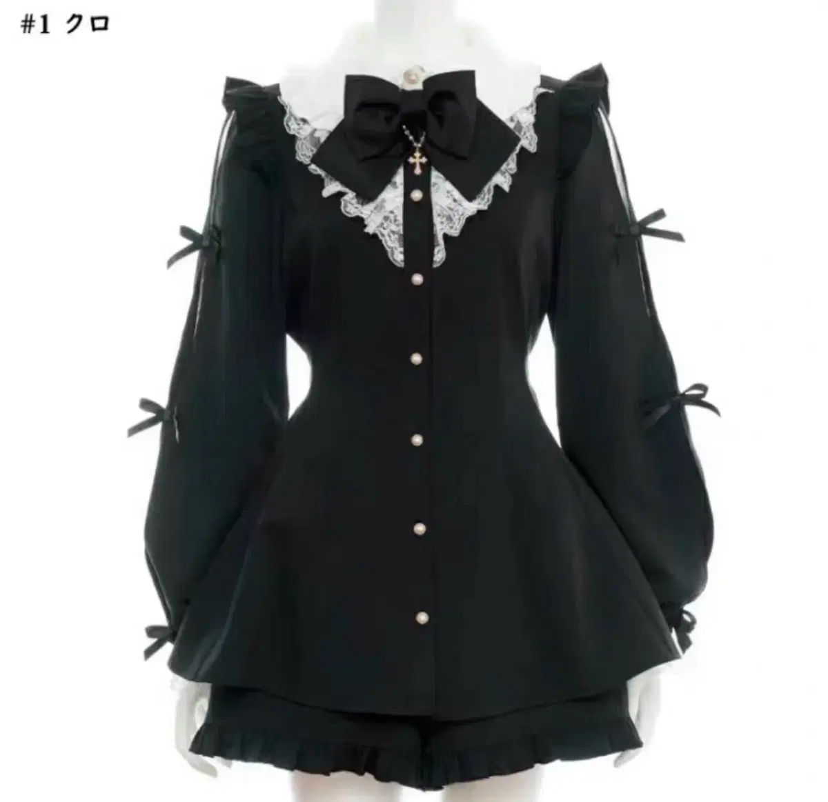 Secret Honey シークレットハニー 黒 十字架 フリル スリット 遷移 レース セットアップ