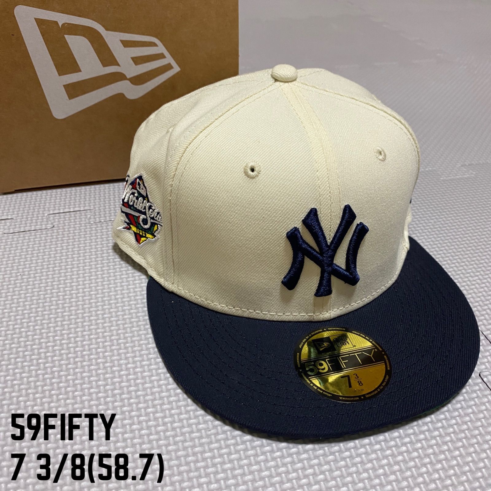 ニューヨーク・ヤンキース 59FIFTY オフホワイト＆ネイビー 58.7cm - 帽子