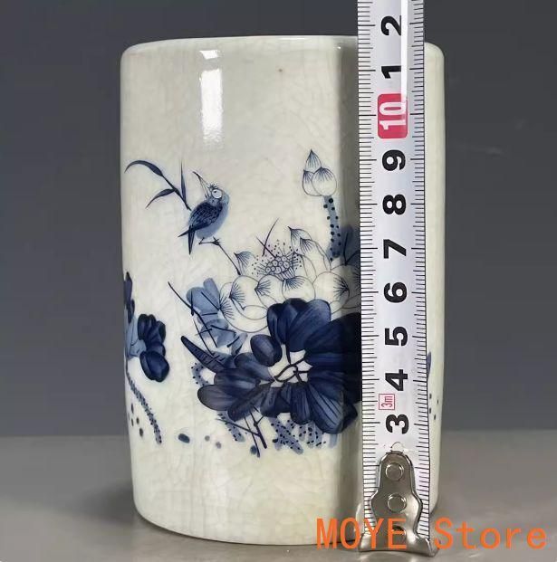 青花花鳥図文房の筆箱 書道具 文房具 工芸品 美術品 置物 - メルカリ