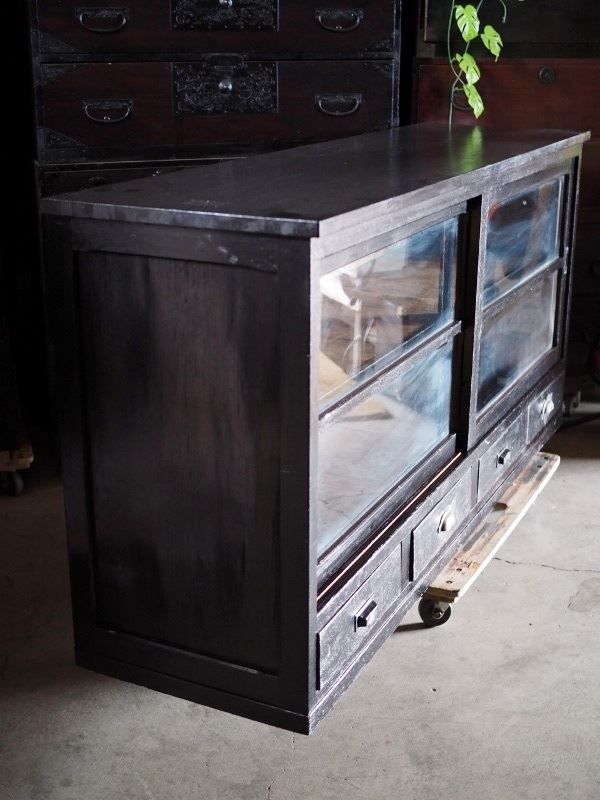 アンティーク幅広ガラスケース