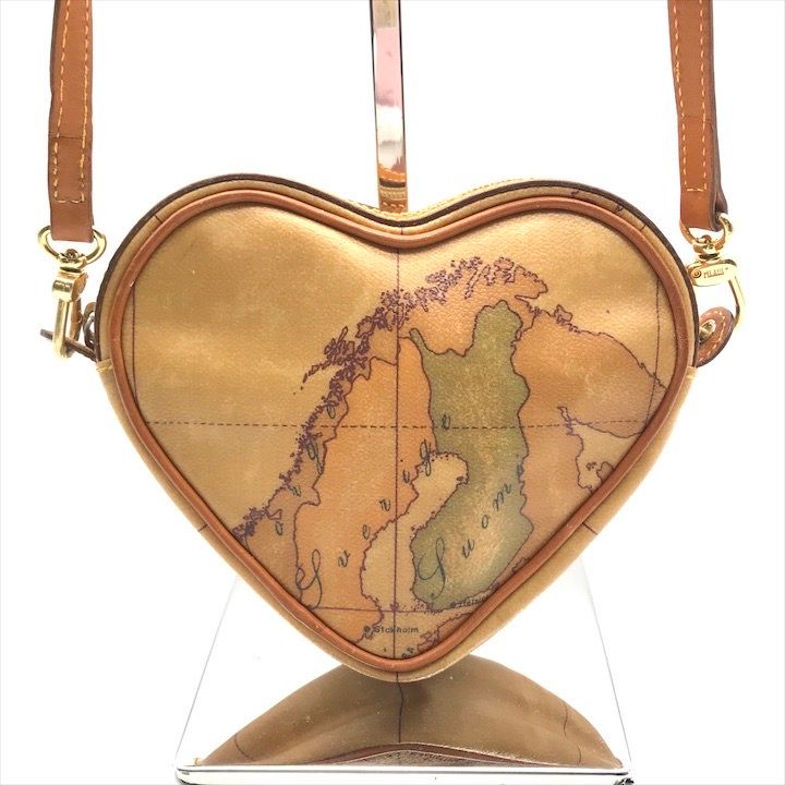 PRIMA CLASSE プリマクラッセ ハート型 マップモチーフ ショルダー バッグ ブラウン レディース k3732