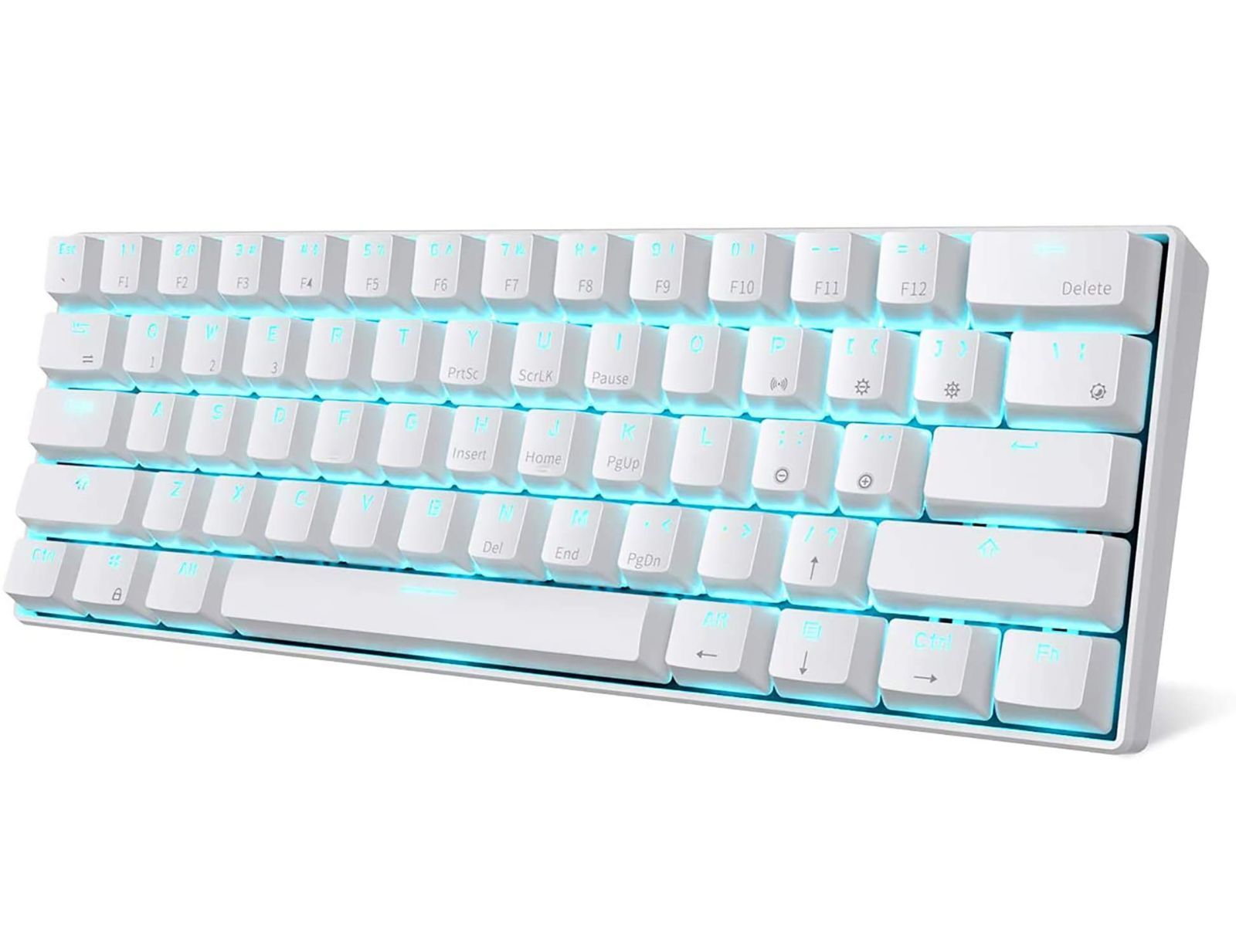 新品 WENRUI メカニカルキーボード 機械式 ゲーミングキーボード 61キー Bluetooth 無線 USB 有線 青軸 防水 充電式 LEDバックライト オフィス/ゲーミング用 英語配列 日本語取扱説明書 (青軸 白色)