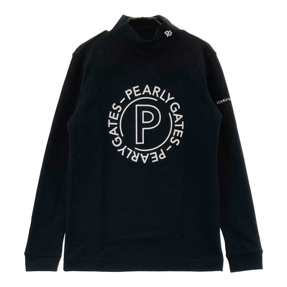 サイズ：00 PEARLY GATES パーリーゲイツ 2023年モデル 055-3266002 ハイネック 長袖Tシャツ ロゴプリント ブラック系 [240101376233]# ゴルフウェア レディース ストスト