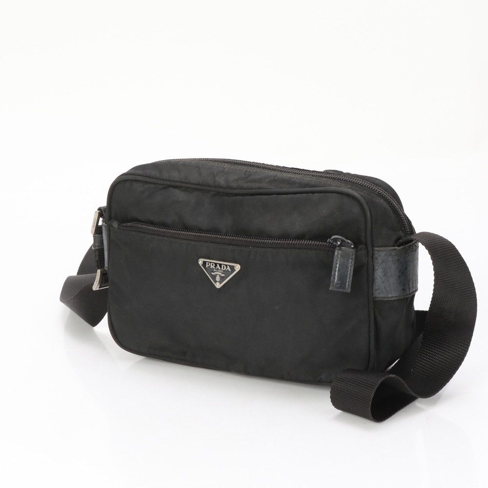 プラダ テスート ナイロン トライアングルロゴ レザー ショルダー