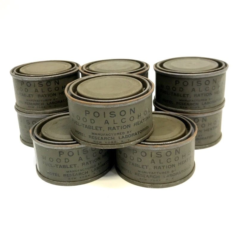 レーションヒーティング 固形燃料 メタノール缶 POISON WOOD ALCOHL 9個 インテリア ジャンク品 返品不可 TA1337