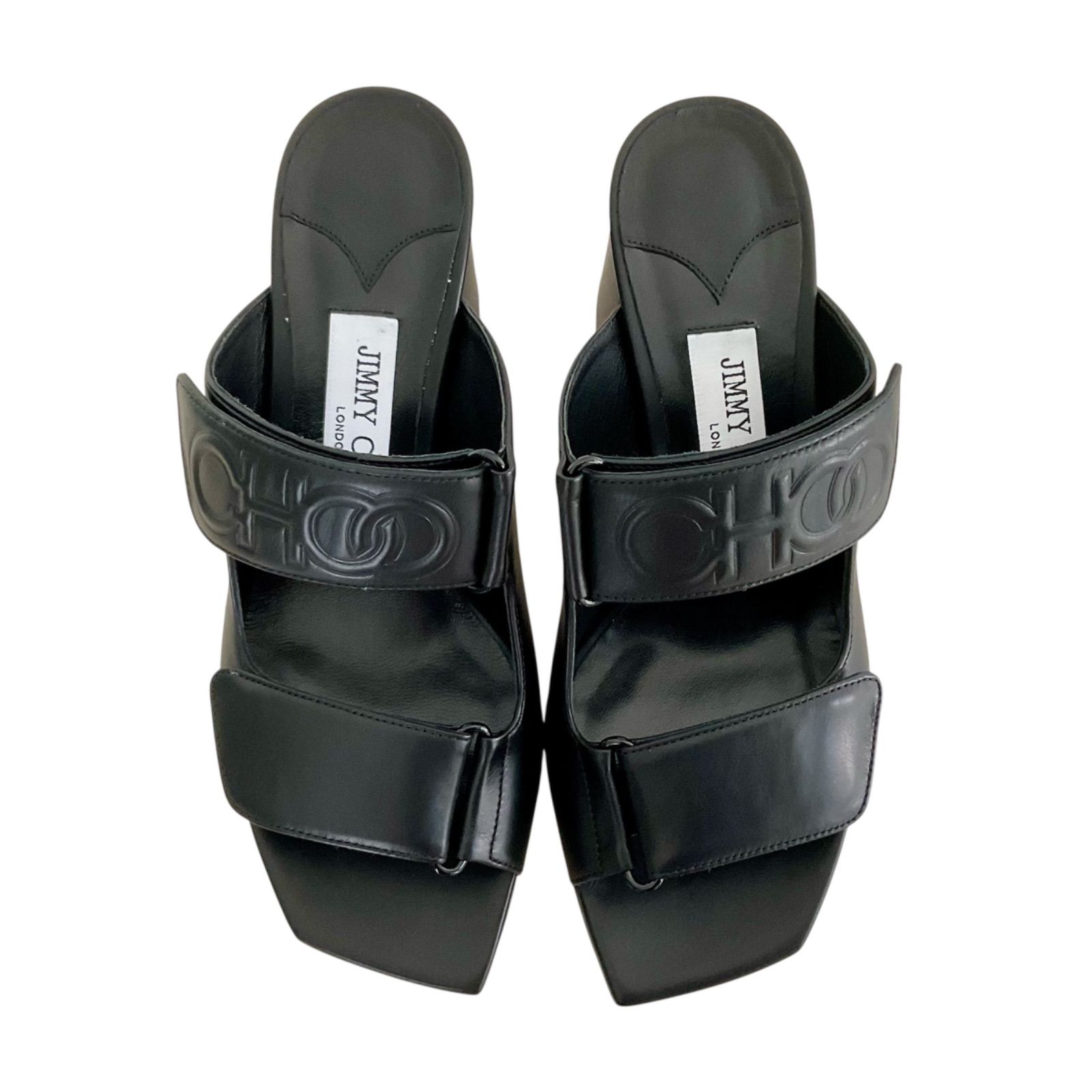 サンダル・ミュール JIMMY CHOO CALFLEATHER SANDAL BLACK 新品⭐️CHOOサンダル】 JIMMY CHOO ジミーチュウ CALFLEATHER