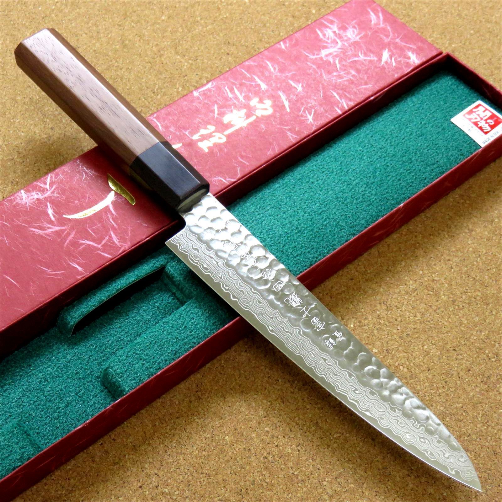 関の刃物 ペティナイフ 15cm (150mm) 富士觀 ダマスカス 45層 鎚目鍛造