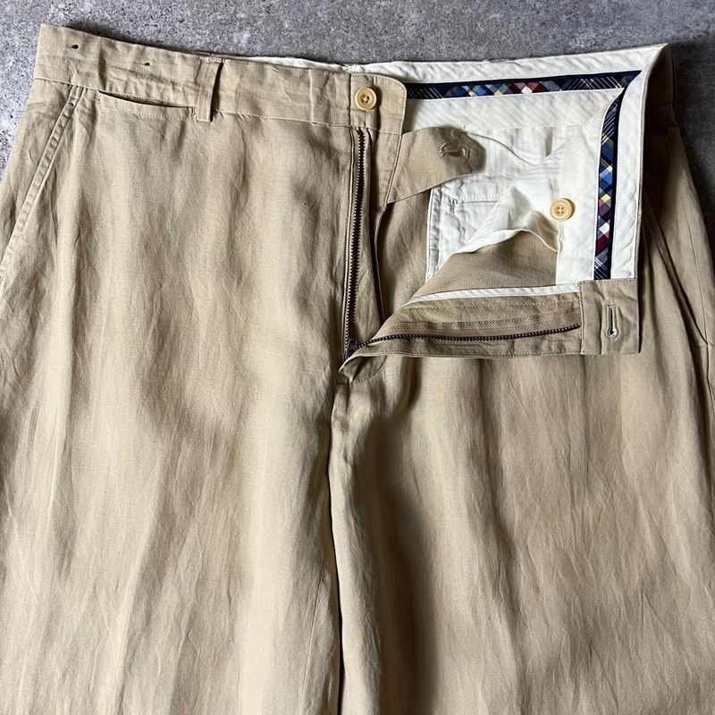 90s POLO RALPH LAUREN ノータック リネン シルク スラックス パンツ