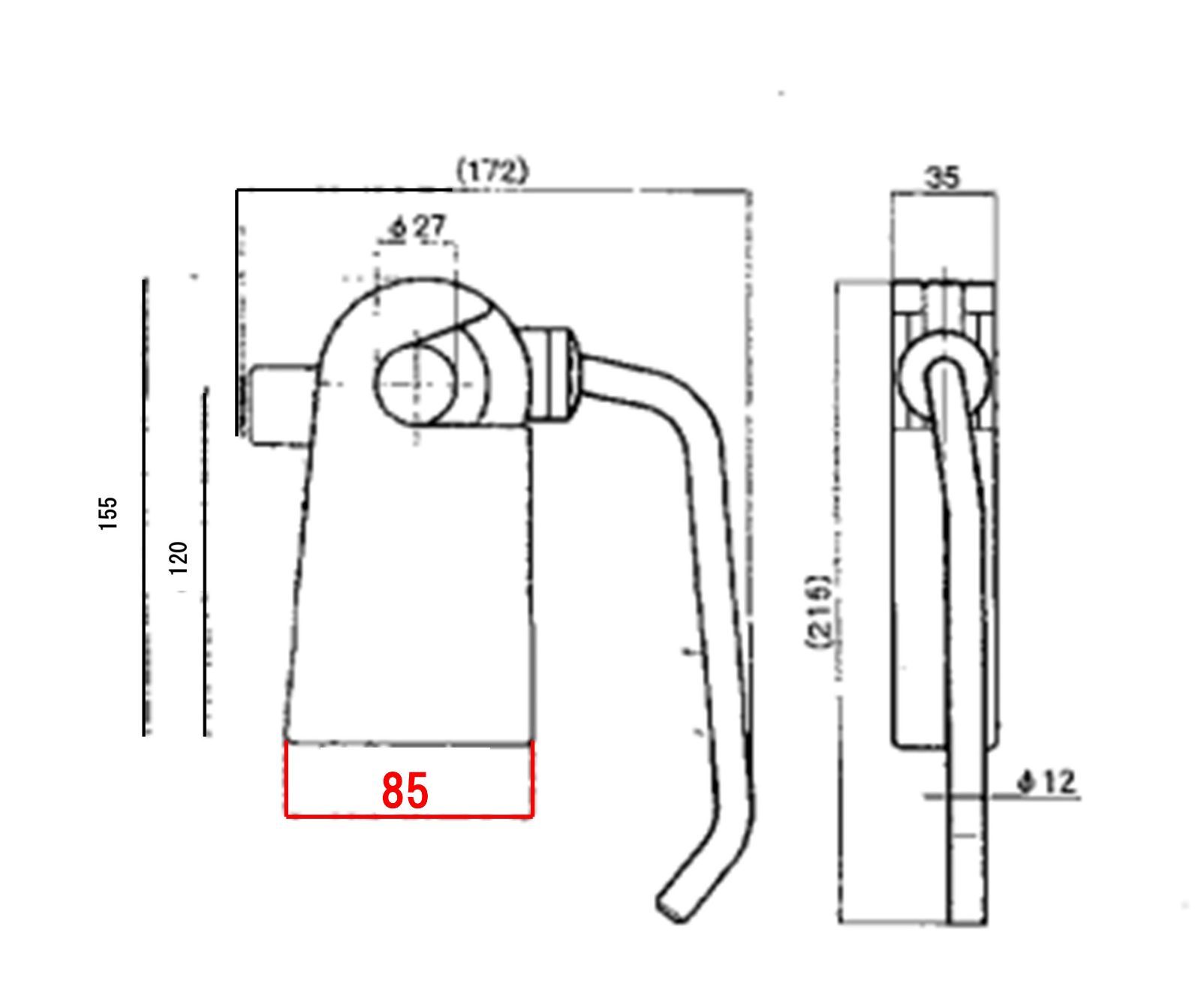 ダンプ用部品 ダンプ上部受け 2ｔ/3ｔ小型ダンプ用 標準タイプ 左側(助手席側) ダンプ後部アオリのキャッチ リヤダム ダンプ部品 新品未使用