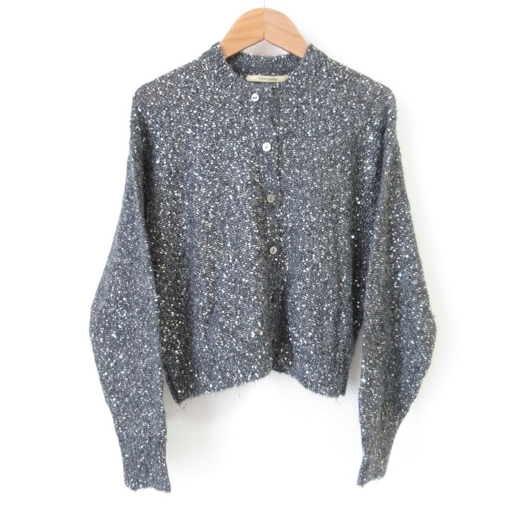 良品 23AW Curensology カレンソロジー スパングル ショートカーディガン CL306178ER サイズF グレー レディース 古着 中古 USED Curensology - 良品 23AW Curensology カレンソロジー スパングル
