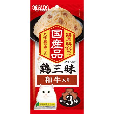 【同梱不可】【16個セット】いなばペットフード CIAO 鶏三昧 和牛入り 60g×3袋
