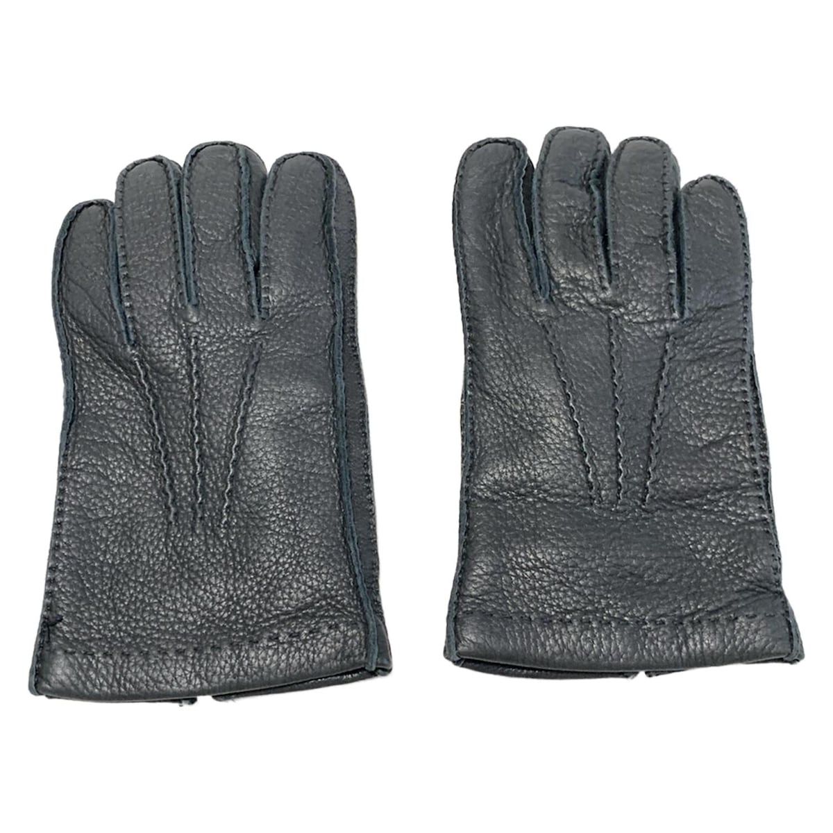 PRADA プラダ 手袋 メンズ - 黒 カシミヤ レザー