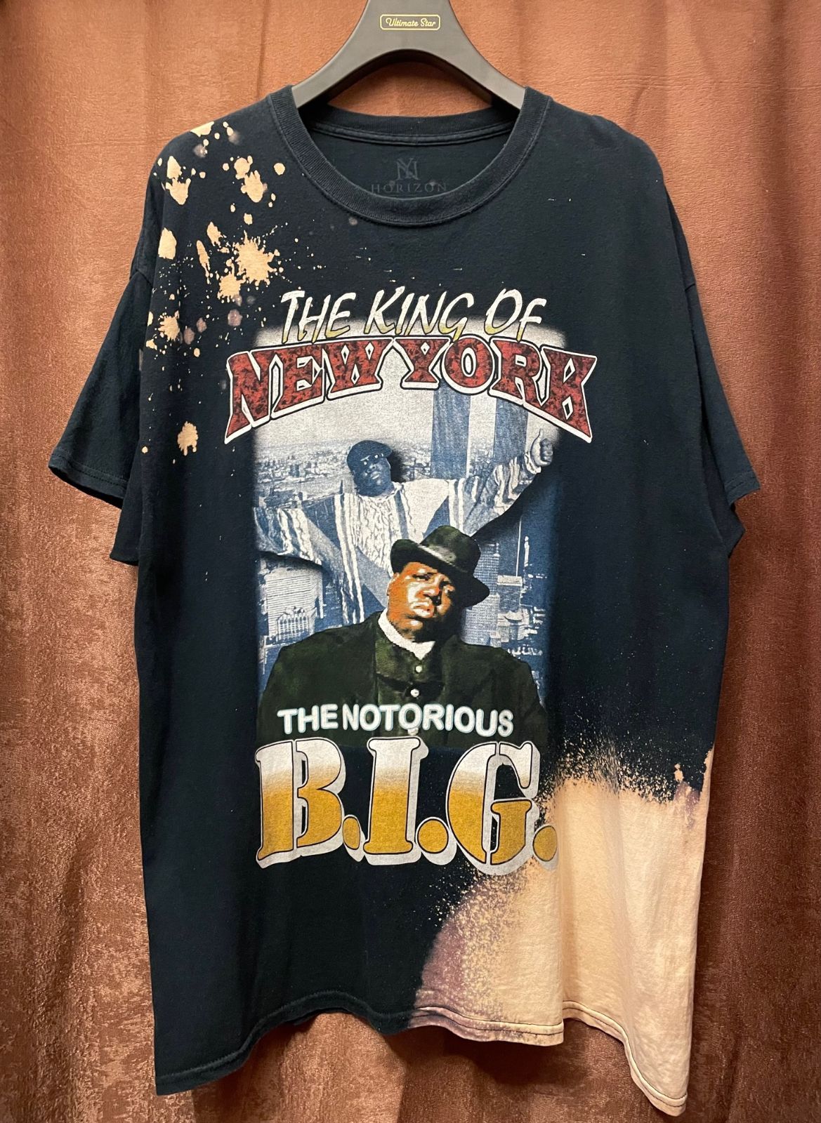 HORIZON THE NOTORIOUS B.I.G. タイダイ染めラップTシャツ ブラック XLサイズ