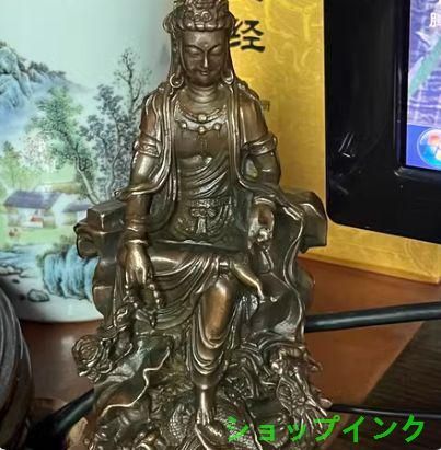 仏教美術 中国 仏像 自在観音 坐龍仏珠観音 銅製 銅器 - メルカリ