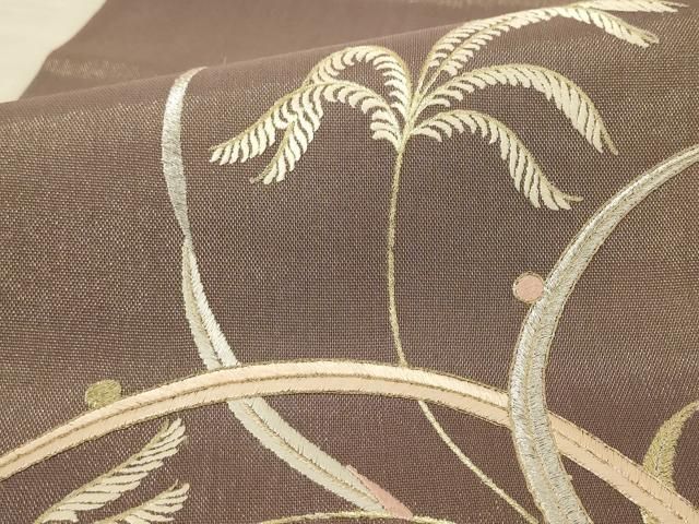 【作り帯】☀︎夏物☀︎袋帯 二重太鼓 枝葉文 金銀糸 生成 二部式帯 F037 作り帯】☀︎夏物☀︎袋帯 二重太鼓 枝葉文 金銀糸 生成 二部式