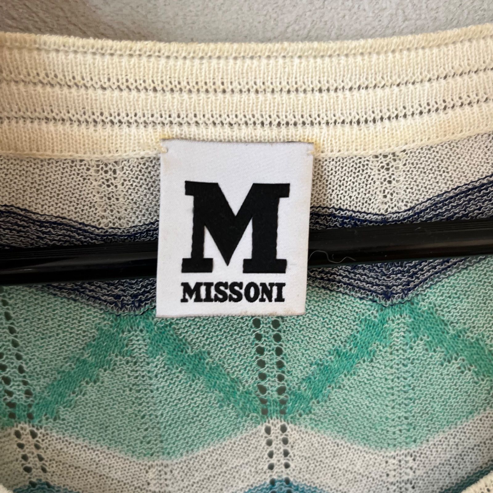 z856 MISSONI ミッソーニ ボーダー ホワイトグリーン 薄手