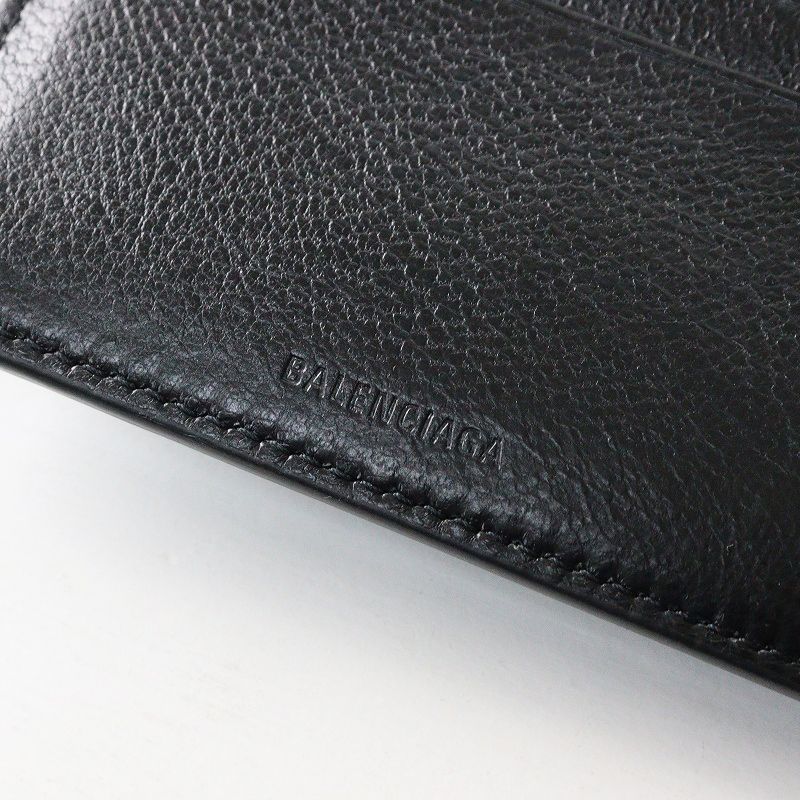  イタリア製 バレンシアガ 650870 クロコ型押し レザー 2つ折り財布 ブラック ワニ柄ウォレット 折り財布 小物