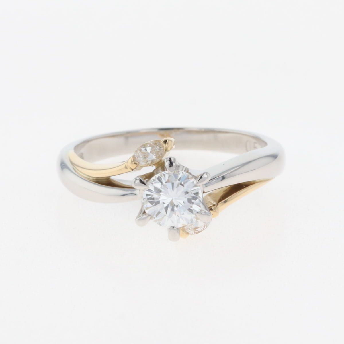 在庫一掃】 ダイヤモンド デザインリング プラチナ YGイエローゴールド  