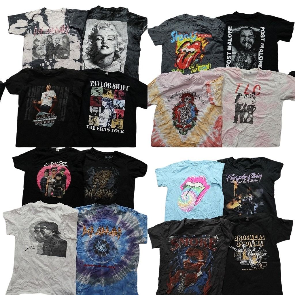 古着卸 まとめ売り 音楽・バンド 半袖Tシャツ 16枚セット (メンズ M )レッドツェッペリン テイラースウィフト ツーパック 中古 古着 MY8558