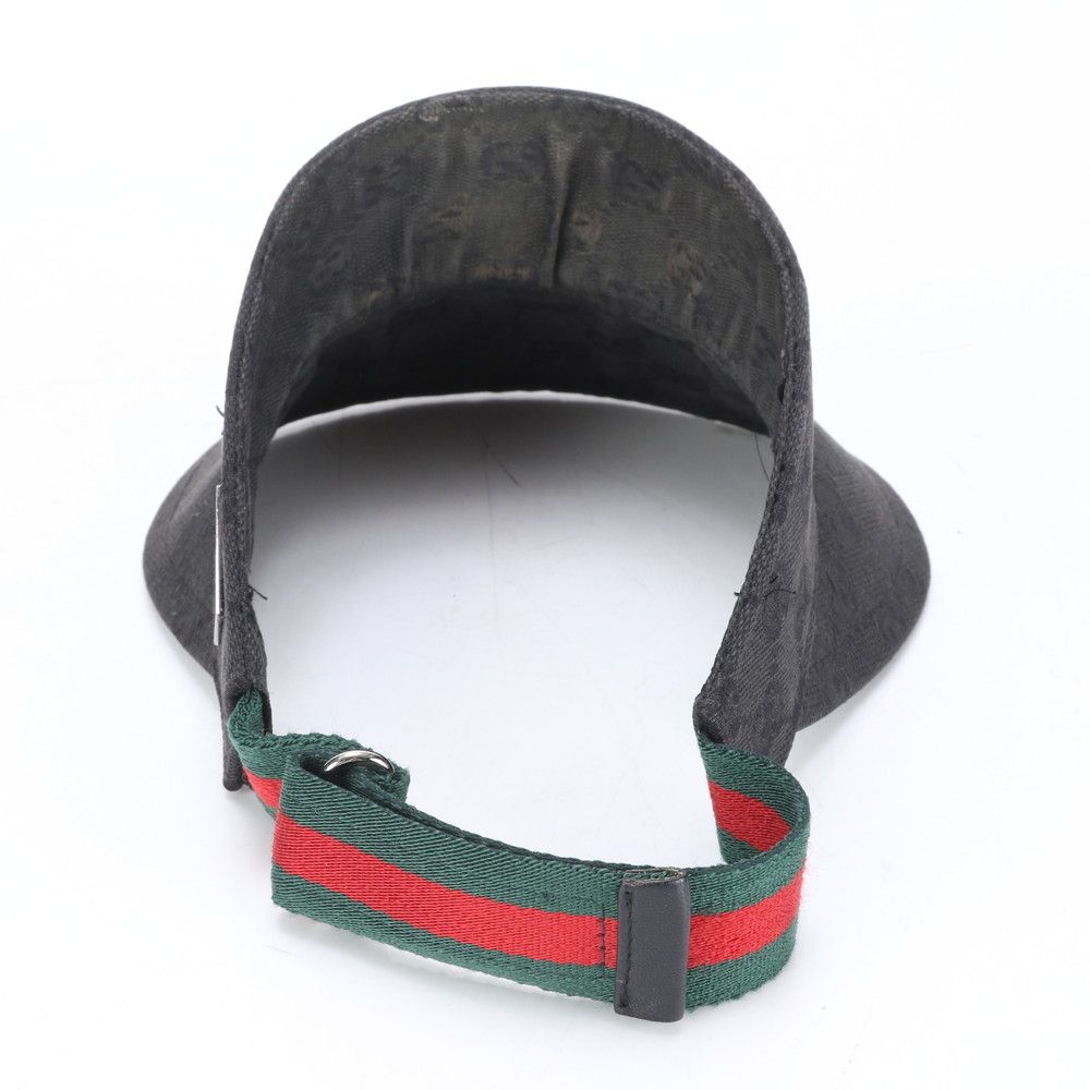 GUCCI シェリー サンバイザー 黒 グッチ GGキャンバス シェリー ライン サンバイザー S ブラック