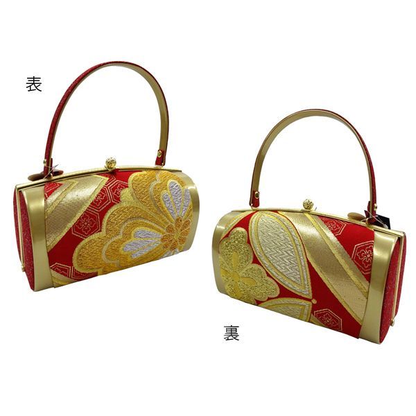 和装 草履バッグセット 振袖用 帯地 赤×白 Lサイズ 三枚芯 w43-1 和装 草履バッグセット 振袖用 帯地 赤×白 Lサイズ 三枚芯 w43-1