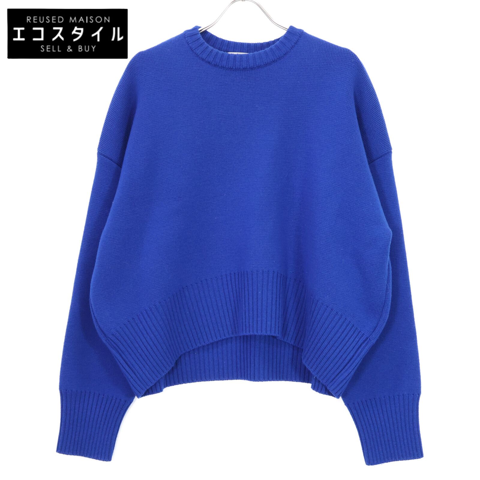 SHE Tokyo シートーキョー S-KN-07c Alma ﾌﾞﾙｰ ｳｰﾙ ﾛﾝｸﾞｽﾘｰﾌﾞﾆｯﾄﾌﾟﾙｵｰﾊﾞｰ F