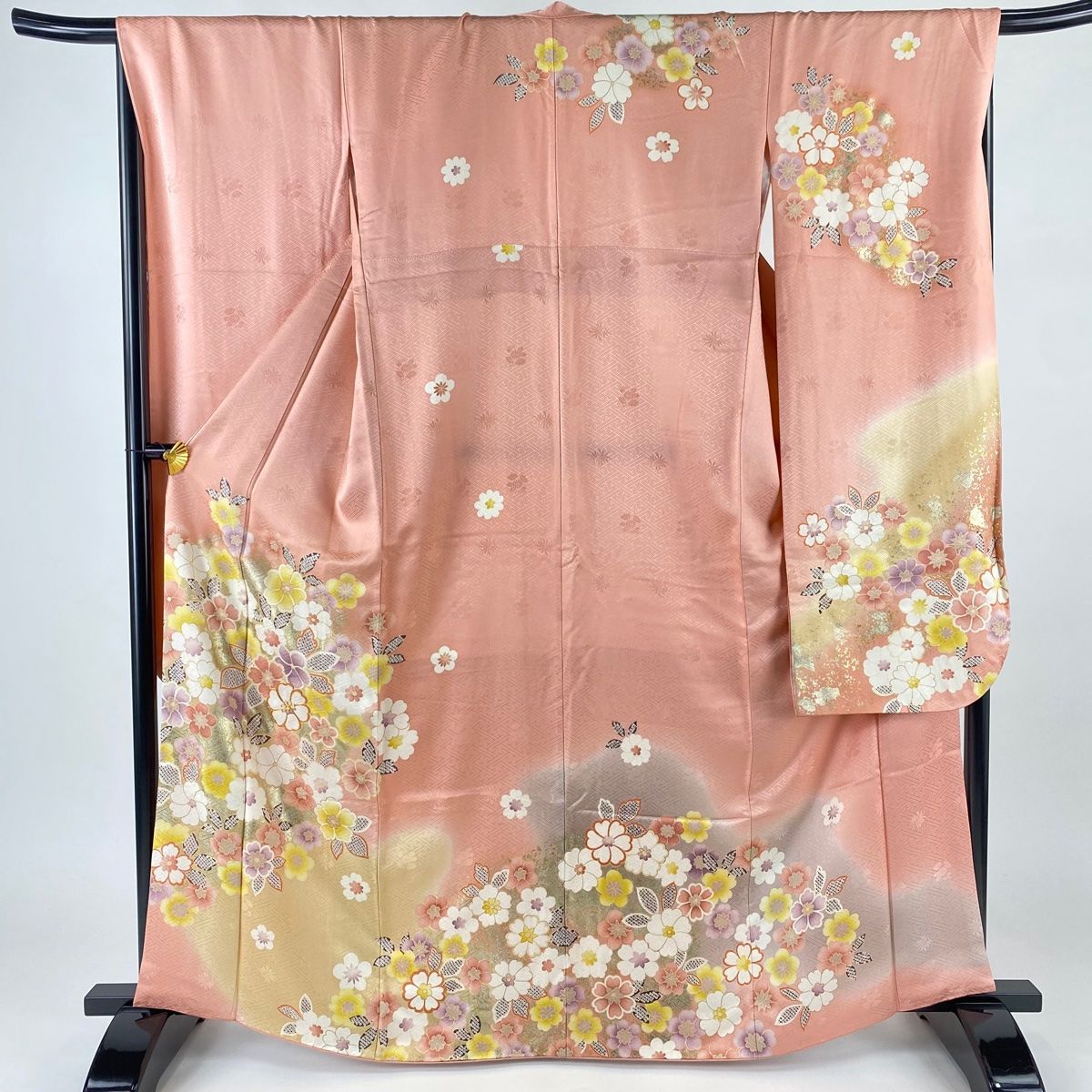 ペンギン　美品正絹振袖　165〜175cm 振袖 身丈165cm 裄丈68cm L 袷 桜 梅 銀通し 絞り 茜色 正絹 美