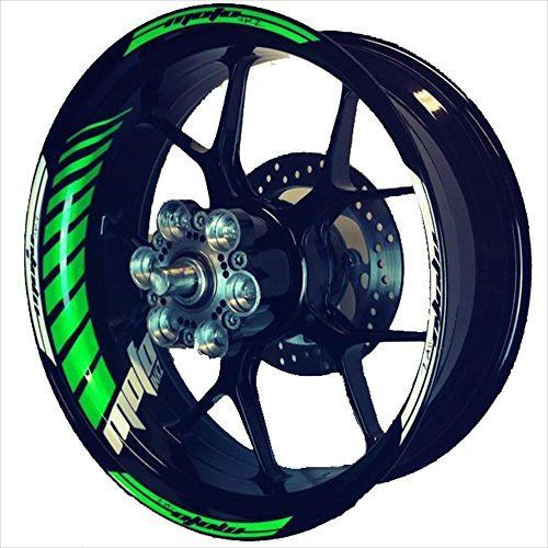 MOTOINKZ バイク用 17インチ フルカスタム リムステッカー 蛍光グリー