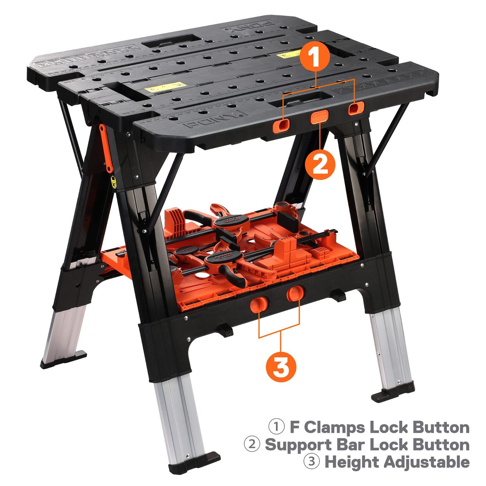 PONY 作業台 ソーホース 2in1 折りたたみ式 DIY 工具 作業台耐 PONY 作業台 ソーホース 2in1 折りたたみ式 DIY 工具 作業台耐