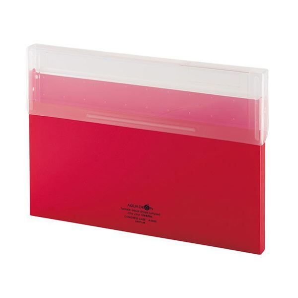 リヒトラブ AQUA DROPsコングレスケース A4 150枚収容 赤 A-5035-3 1セット 10個