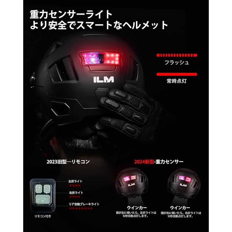 ILM 自転車 ヘルメット 大人 スマートセンサーライト付き CE CPSC ASTM NTA8776安全規格 サイクリングヘルメット 通学通勤 軽量＆通気 高剛性耐衝撃 サイズ調節 男女兼用 0 BRIGHTFACE_UK