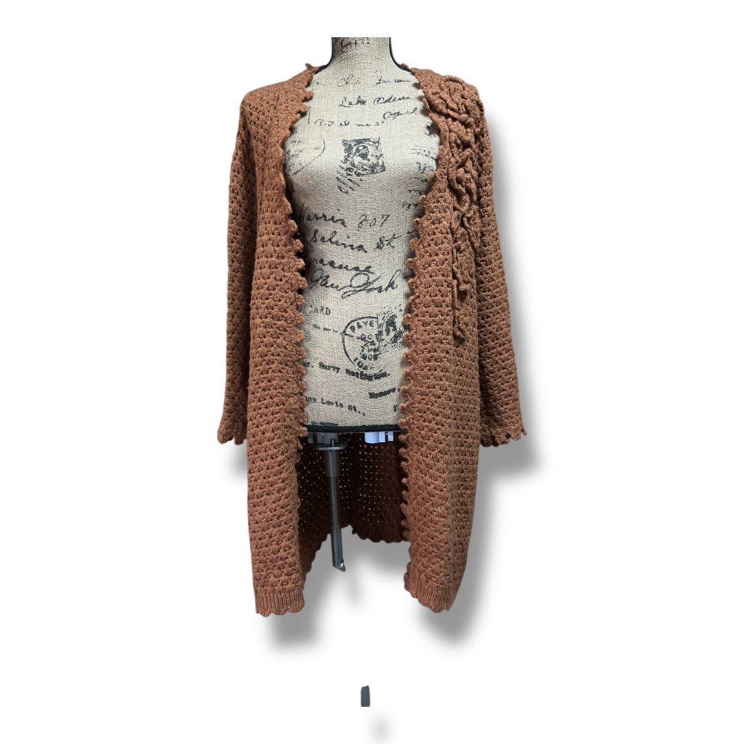 INGEBORG/インゲボルグ◇グレー花モチーフ付きニットロングカーディガン セール】 モチーフ使いニットカーディガン （カーディガン