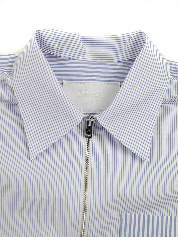 PRADA プラダ 23SS テクニカルコットン ストライプジップ シャツ SC540 