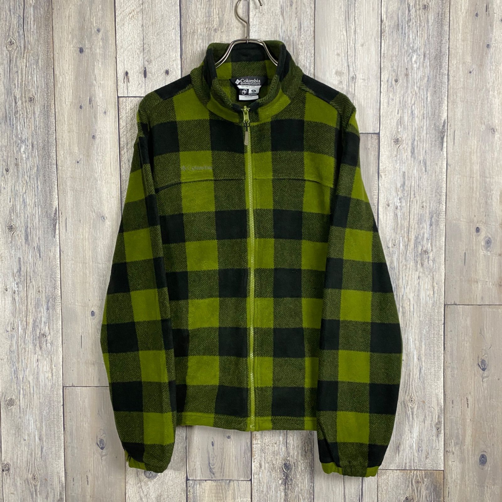 Columbia コロンビア 】フルジップ チェック フリース ジャケット XL 