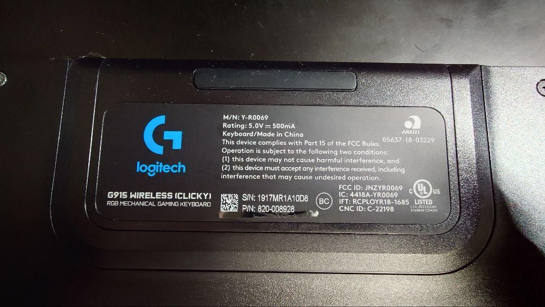  Logicool G 915 US配列 メカニカルキーボード青軸 キーボード本体 キーボード