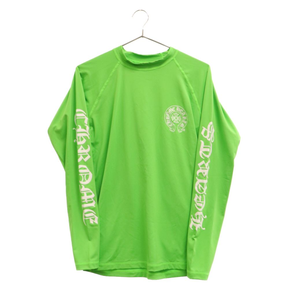 CHROME HEARTS (クロムハーツ) CH HRSS LONG SLEEVE RUSH GUARD CHホースシュー ロングスリーブラッシュガード ライムグリーン 長袖Tシャツ