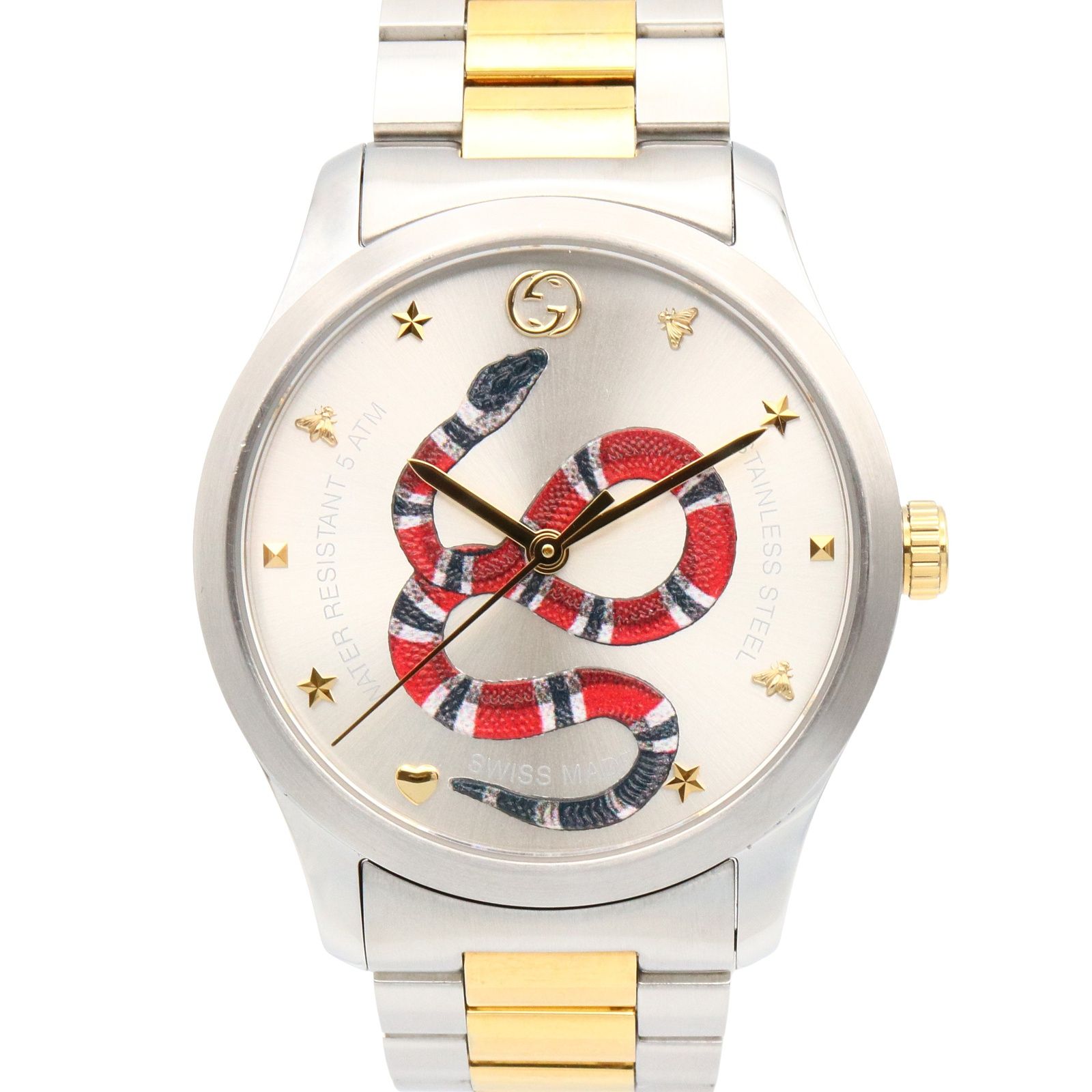 グッチ GUCCI 腕時計 Gタイムレス 126.4 シルバー GP ゴールドメッキ ステンレススチール Gタイムレス ボーイズ Used A