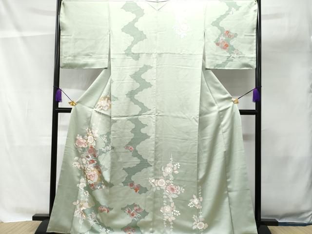 平和屋着物□訪問着 絞り 竹文 暈し染め 金彩 正絹 逸品 未