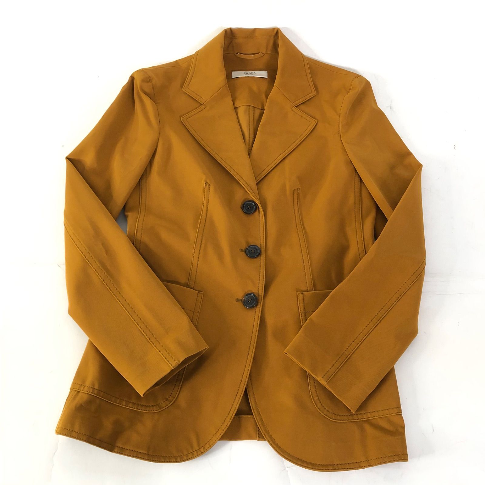 PRADAレザー 3B シングル テーラードカラー ジャケット ブラウン 中古・古着通販】PRADA (プラダ) 2Bレザージャケット ブラウン