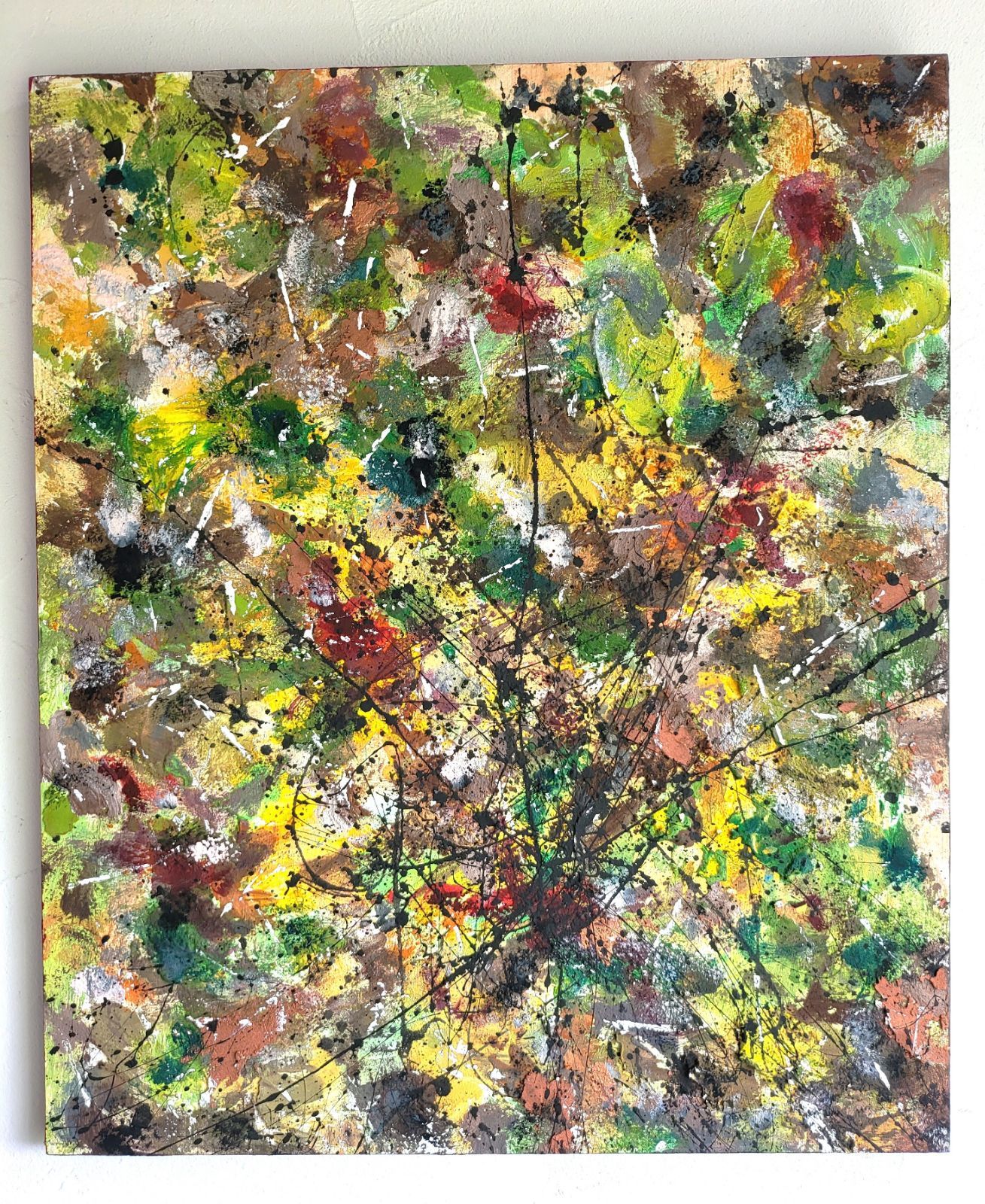 落葉 抽象画 46×38㎝ F8 原画のみ モダンアート インテリア ギフト おしゃれ アートパネル 現代アート リビング デザイナーズ コンテンポラリーアート