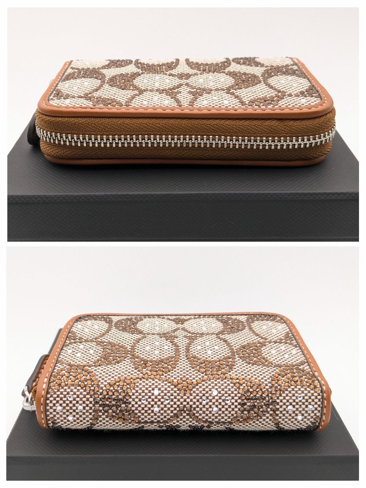 【Coach 】クリスタルシグネチャースモールカードケース エッセンシャル スモール ジップ アラウンド カード ケース