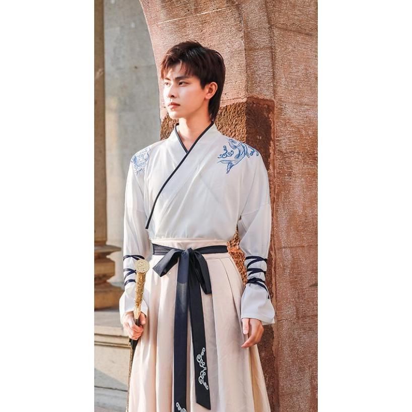 メンズ　チャイナ　中華　漢服　コスプレ　袴　ホワイト　ベージュ　唐装 メンズ チャイナ 中華 漢服 コスプレ 袴 ホワイト ベージュ 唐装