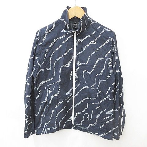 爆買い，新作登場 オークリースカルコレクション OAKLEY SKULL COLLECTION ゴルフ ジャケット ウインドブレーカ 2WAY ベスト ジップアップ 総柄 裏メッシュ 紺 白 ネイビー ホワイト XL ジャケット