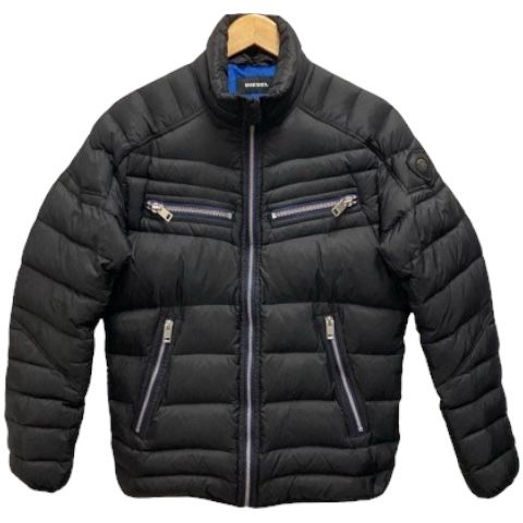 DIESEL ブラック ダウンジャケット ディーゼル DIESEL ダウンジャケット ナイロン ロゴ フェザー混