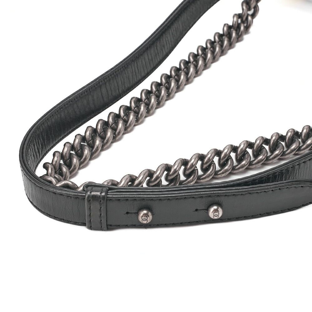 CHANEL シャネル ボーイシャネル マトラッセ チェーンショルダー ラムスキン 黒×白 シルバー金具 レディースバッグ ハイブランド WWW_NOITHATQUANGTHANH_NET